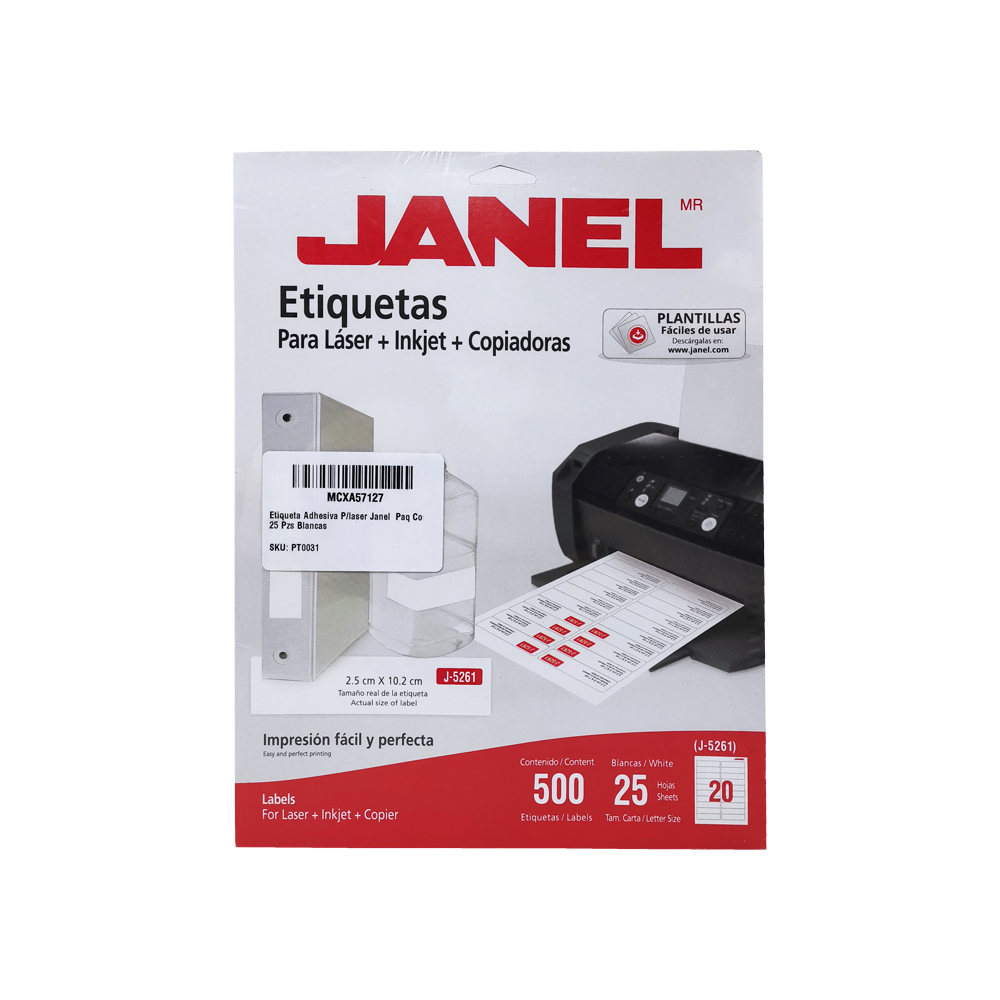 Etiqueta Adhesiva Para Laser Janel J 5261 Blanco Paquete 500 Piezas 2 5