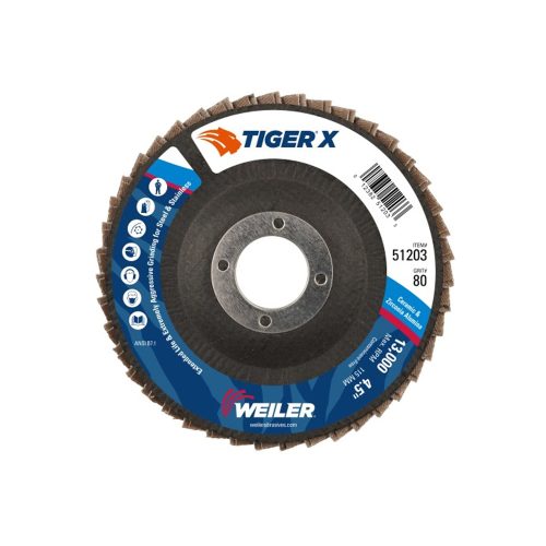 DISCO LAMINADO TIGER X 51203 GRANO 80 TIPO 29 ZIRCONIA 4 1/2" X 7/8"