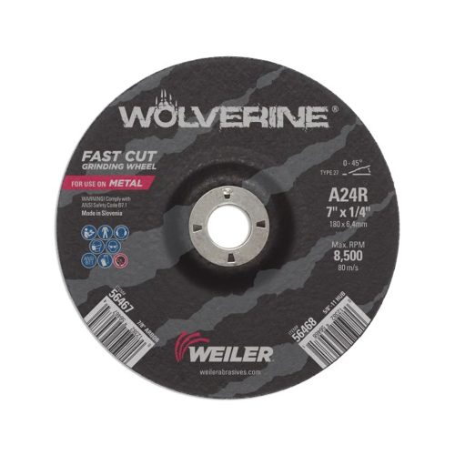 DISCO DE DESBASTE WEILER WOLVERINE 56467W A24R TIPO 27 6'' X 1/4''  ENTRADA 7/8''