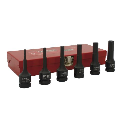 JUEGO DE 6 DADOS DE IMPACTO URREA 74250 CON PUNTA HEXAGONAL MÉTRICOS CUADRO DE 1/2''
