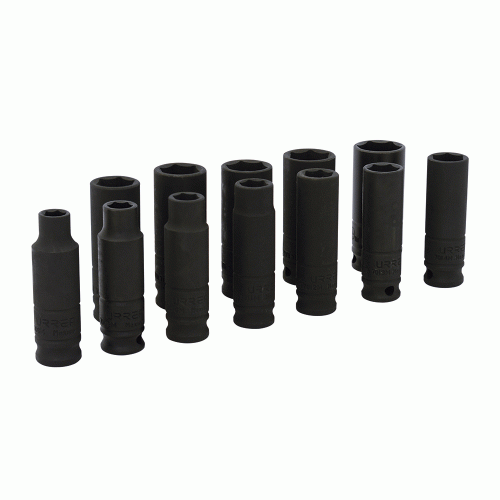 JUEGO DE 11 DADOS URREA 72212 DE IMPACTO LARGOS MÉTRICOS 3/8'' URREA