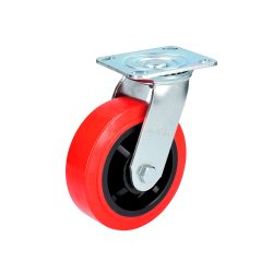 RODAJA SURTEK RR10G POLIPROPILENO Y POLIURETANO ROJO GIRATORIA CON FRENO DE 4''