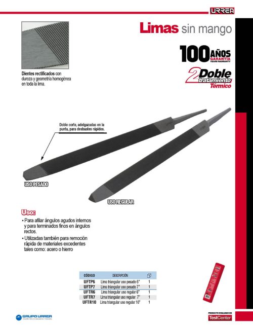 LIMA TRIANGULAR URREA UFTR10 10'' - Image 2