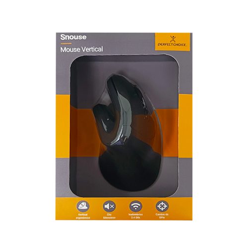 MOUSE ERGONOMICO PERFECT CHOICE NEGRO MOUMST1820 INALÁMBRICO