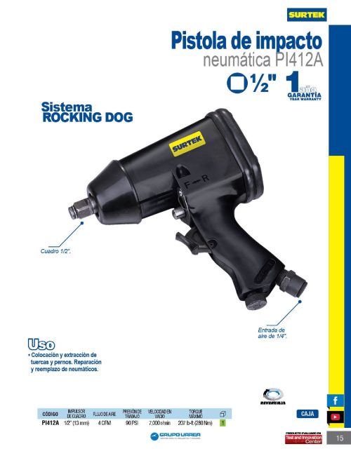 PISTOLA DE IMPACTO SURTEK PI412A 1/2'' 230 FT-LB - Image 2