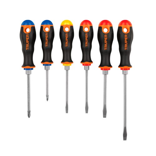 JUEGO DE 6 DESARMADORES CON MANGO COMFORT GRIP TRUPER DTJ-6B