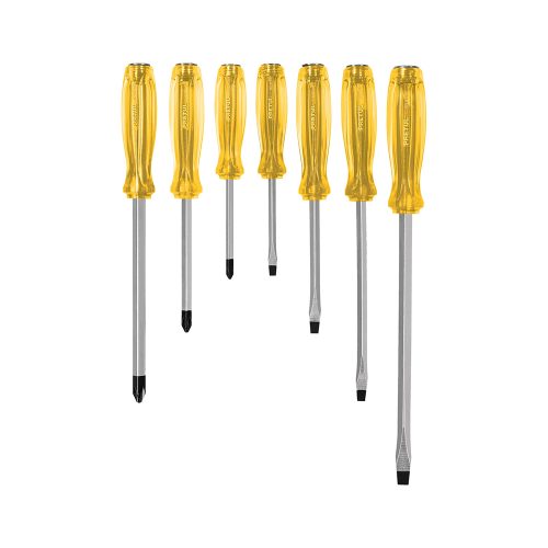 JUEGO DE 7 DESARMADORES DE GOLPE CON MANGO AMBAR DE PVC TRUPER PRETUL J-DIMP-7