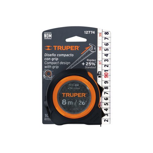 FLEXOMETRO COMPACTO DE 8 METROS TRUPER FCG-8M