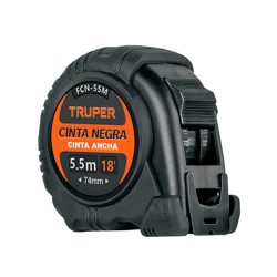 FLEXOMETRO CINTA NEGRA RESISTENTE A IMPACTOS DE 5.5 METROS TRUPER FCN-55M