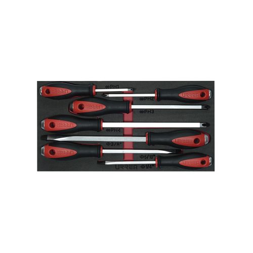 JUEGO DE DESTORNILLADORES URREA CH128 DE GOLPE COMB PHILLIPS- PLANOS 7 PIEZAS