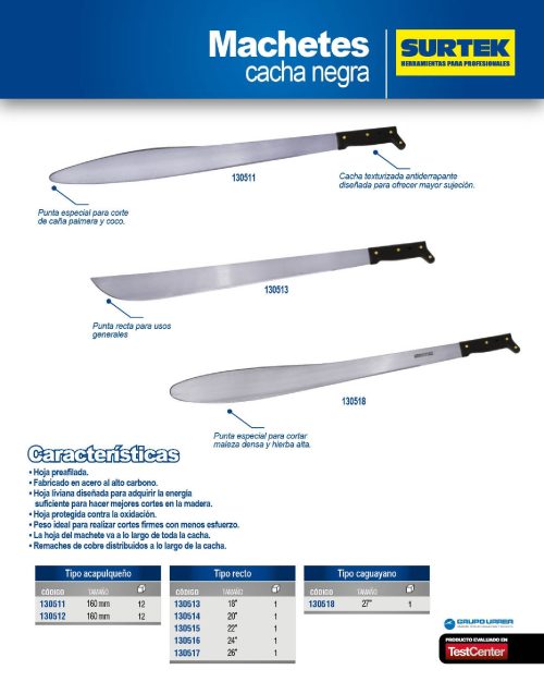 MACHETE SURTEK 130514 TIPO RECTO CACHA NEGRA 20'' - Image 2