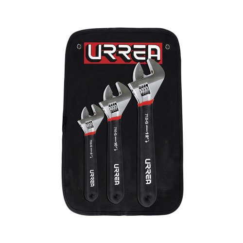 JUEGO DE LLAVES AJUSTABLES URREA 795G CON 3 PIEZAS RUBBER GRIP