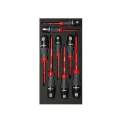 JUEGO DE DESTORNILLADORES URREA CH119 CON 8 PIEZAS PUNTA PLANA Y PHILLIPS 1000 VOLTS