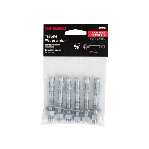 TAQUETE ARPON TRUPER FIERO TAE-3/8A3 DIAMETRO 3/8 LARGO 3 PULGADAS BOLSA 6 PIEZAS