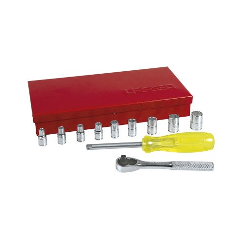JUEGO DE DADOS Y ACCESORIOS URREA 4700C CON 12 PIEZAS EN PULGADAS DE 1/4''