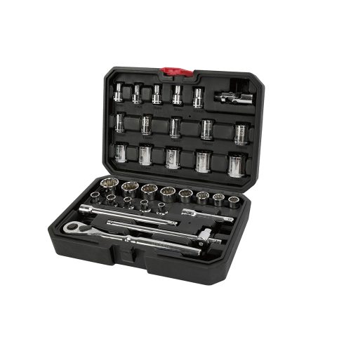 JUEGO DADOS Y ACCESORIOS URREA 5200CB CON 33 PIEZAS 3/8''