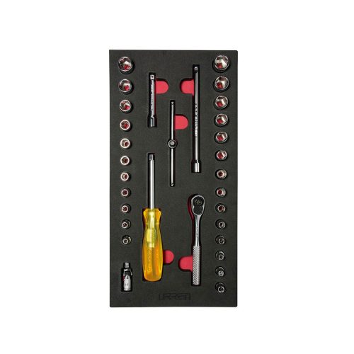JUEGO DE DADOS CORTOS URREA CH101 CON 31 PIEZAS CUADRO DE 1/4