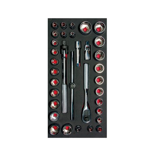 JUEGO DE DADOS CORTOS URREA CH104L CON 34 PIEZAS CUADRO DE  3/8"
