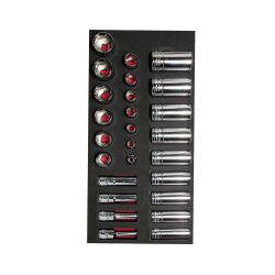 JUEGO DE DADOS CORTOS Y LARGOS URREA CH106 CON 26 PIEZAS CUADRO DE 3/8"