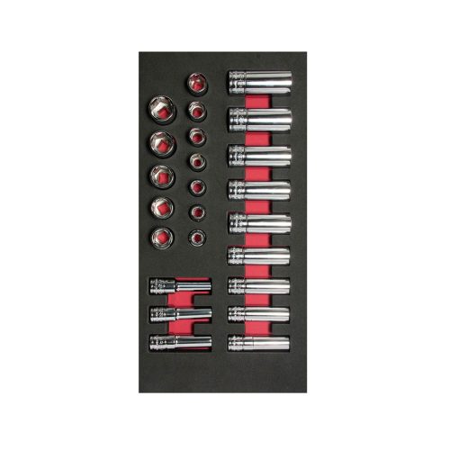 JUEGO DE DADOS URREA CH107 CON 24 PIEZAS CORTOS Y LARGOS CUADRO DE 3/8"
