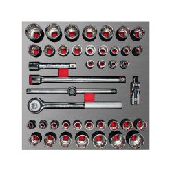 JUEGO DE DADOS Y ACCESORIOS URREA CH203L CON 42 PIEZAS CORTOS DE 1/2"