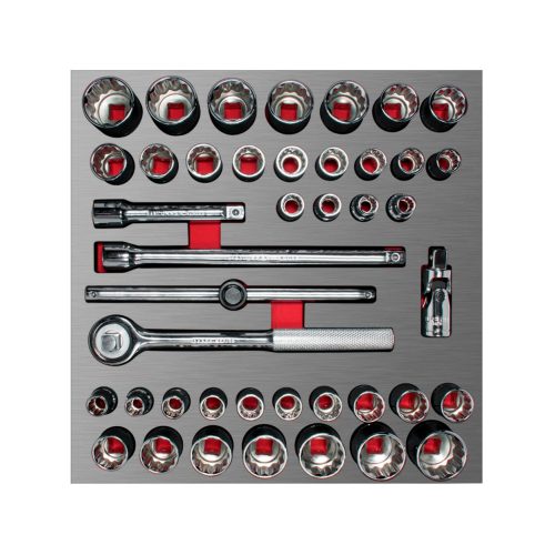 JUEGO DE DADOS Y ACCESORIOS URREA CH203L CON 42 PIEZAS CORTOS DE 1/2"