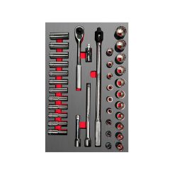 JUEGO DE DADOS Y ACCESORIOS URREA CH311L CON 37 PIEZAS DE 1/2"