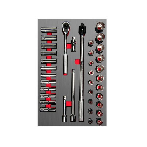 JUEGO DE DADOS Y ACCESORIOS URREA CH311L CON 37 PIEZAS DE 1/2"