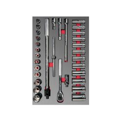 JUEGO DE DADOS Y ACCESORIOS URREA CH310L CON 32 PIEZAS DE 1/2"