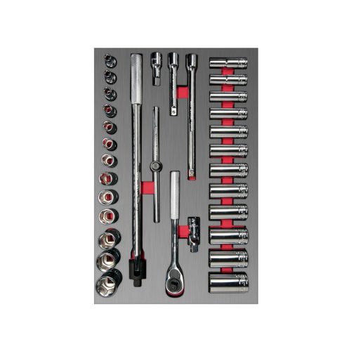 JUEGO DE DADOS Y ACCESORIOS URREA CH310L CON 32 PIEZAS DE 1/2"