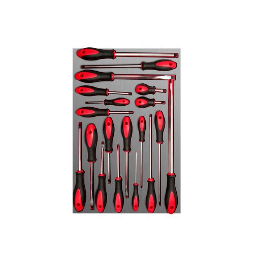 JUEGO DE DESTORNILLADORES URREA CH307L CON 19 PIEZAS MANGO BIMATERIAL VARIAS PUNTAS