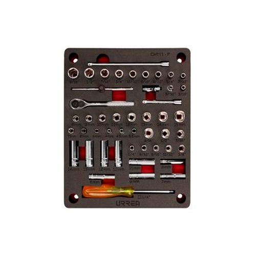 JUEGO DE DADOS Y ACCESORIOS URREA CH111P CON 48 PIEZAS CUADRO DE 1/4