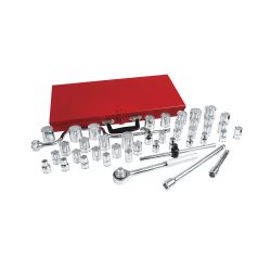 JUEGO DE DADOS Y ACCESORIOS URREA 5400SM CON 44 PIEZAS DE 1/2''