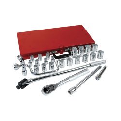 JUEGO DE DADOS Y ACCESORIOS URREA 54124 CON 28 PIEZAS EN PULGADAS DE 1/2''