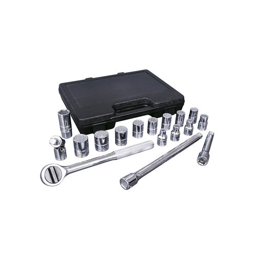 JUEGO DE DADOS Y ACCESORIOS URREA 5400P CON 17 PIEZAS EN PULGADAS DE 1/2''