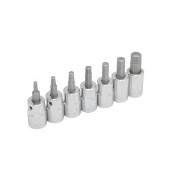 JUEGO DE DADOS URREA 49907 CON 7 PIEZAS RIEL PUNTA HEXAGONAL EN PULGADAS
