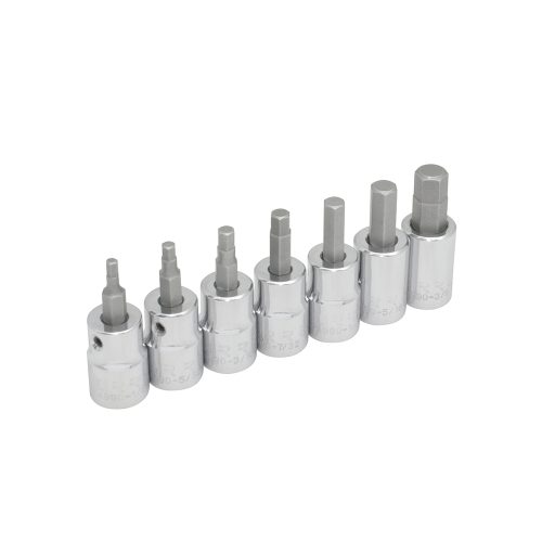 JUEGO DE DADOS URREA 49907 CON 7 PIEZAS RIEL PUNTA HEXAGONAL EN PULGADAS