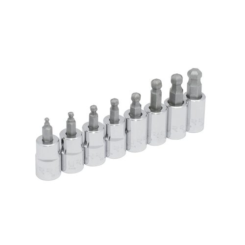 JUEGO DE DADOS URREA 4990BDM CON 8 PIEZAS PUNTA HEXAGONAL BOLA 3/8''