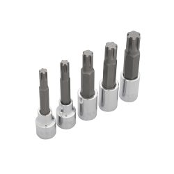 JUEGO DE DADOS URREA 5443M5 CON 5 PIEZAS PUNTA RIBE Y CUADRO DE 1/2''