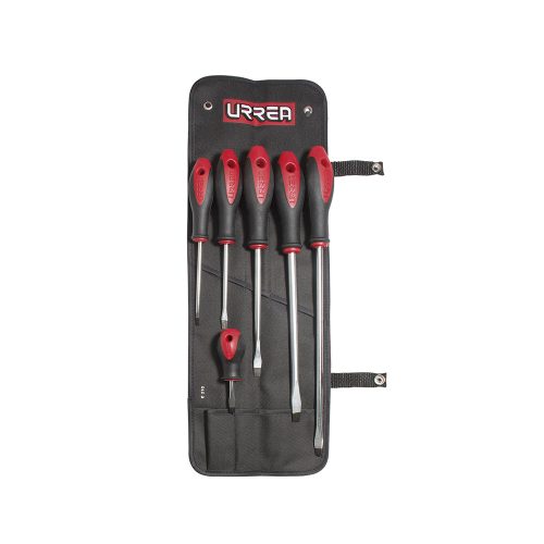 JUEGO DE DESTORNILLADORES URREA 8600B CON 6 PIEZAS BIMATERIAL PUNTA PLANA
