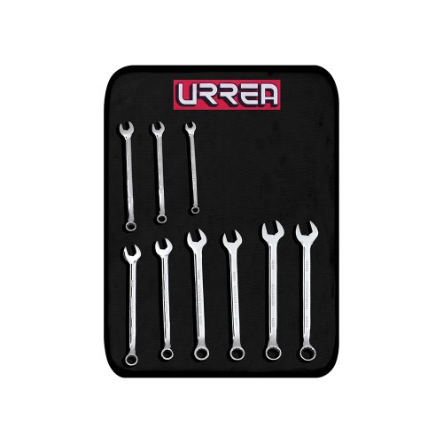 JUEGO DE LLAVES COMBINADAS URREA 12009S CON 9 PIEZAS PULIDO ESPEJO DE 12 PUNTAS