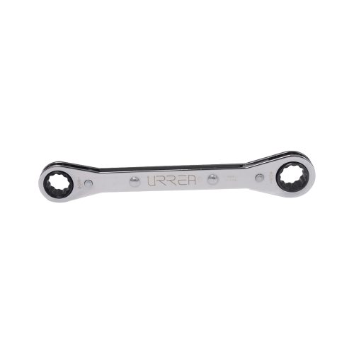 LLAVE DE ESTRIAS PLANA DE MATRACA URREA 1197 PULIDO ESPEJO CON 12 PUNTAS EN PULGADAS DE 3/4X9/16''