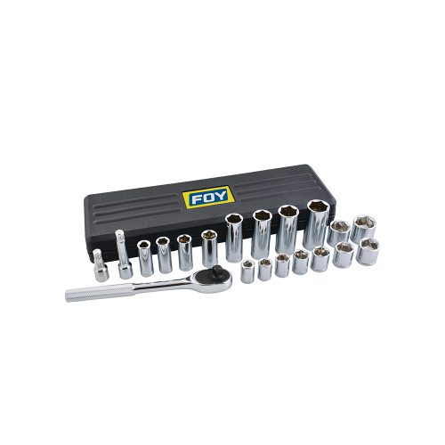 JUEGO DE DADOS Y ACCESORIOS FOY 140437 MÉTRICO CON 21 PIEZAS CUADRO DE 3/8''