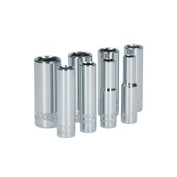 JUEGO DE DADOS LARGOS SURTEK S13S CON 8 PIEZAS EN PULGADAS 6 PUNTAS CUADRO DE 1/4''