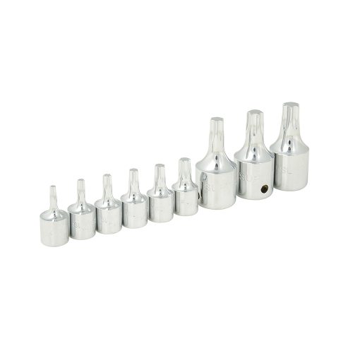 JUEGO DE DADOS SURTEK F4451T CON 9 PIEZAS CON PUNTA TORX CUADRO DE 1/4'' Y 3/8''