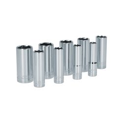 JUEGO DE DADOS LARGOS SURTEK S12S CON 9 PIEZAS EN PULGADAS 6 PUNTAS CUADRO DE 3/8''