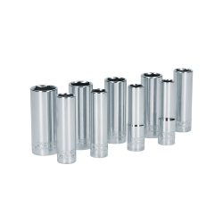 JUEGO DE DADOS LARGOS SURTEK S12M CON 9 PIEZAS METRICOS 6 PUNTAS CUADRO DE 3/8''