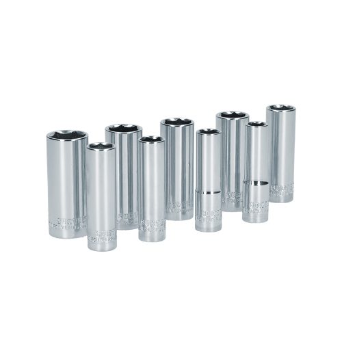JUEGO DE DADOS LARGOS SURTEK S12M CON 9 PIEZAS METRICOS 6 PUNTAS CUADRO DE 3/8''