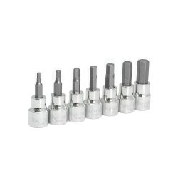 JUEGO DE DADOS SURTEK F51H00M CON 7 PIEZAS CON PUNTA HEXAGONAL METRICOS 6 PUNTAS CUADRO DE 3/8''