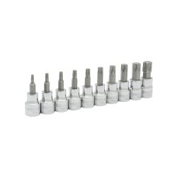 JUEGO DE DADOS SURTEK F5100T CON 10 PIEZAS PUNTA TORX CUADRO DE 3/8''